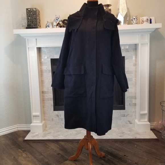 Theory Womens Wool Cashmere Duffle Coat Navy - Picture 4 of 10